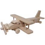 Vliegtuig dubbeldekker beukenhout groot