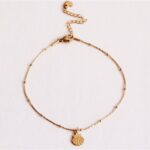 Fijn roestvrijstalen enkelband met mini -shell - goud