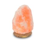 Himalaya Salt Dreams, Zoutlamp, Rock, met USB/LED op Houten voet, 42024, Oranje, ca. 10cm hoog