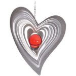 Windspinner, BlinQ Art, Hart/Heart, RVS, Swing, 735461, 162 x 169 mm, Glaskogel 35 mm