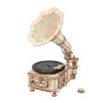 Robotime, Houten Puzzel 3D Classical Gramophone Electrisch en Mechanisch, LKB01D, 22,6x26,1x42,9cm