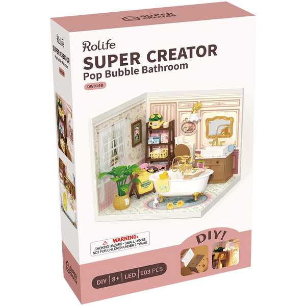 Robotime, DIY Huisje Super Creator Pop Bubble Bathroom, DW014B, 16,3x16,3x15,2cm - Afbeelding 5