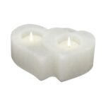 Waxinehouder, Dubbel Hart, Himalaya Salt Dreams, 46321, Wit 15x12x6cm