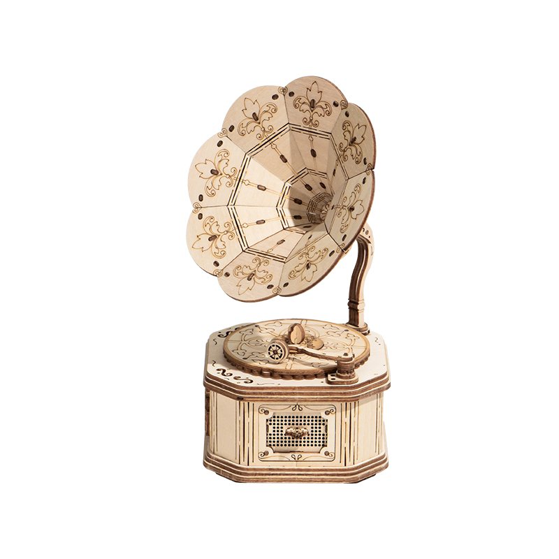 Robotime, 3D Houten Puzzel Grammofoonspeler, TG408, 11,2x10,2x18,5cm