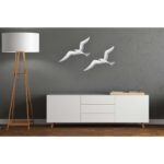 wanddeco/steenkorfdeco Meeuw/ Seagull zilverkleurig 141502 48,7x55,7cm.