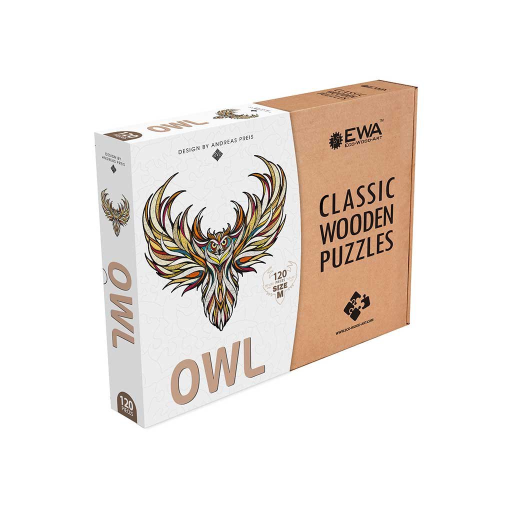 Eco Wood Art (EWA) Houten Legpuzzel Uil/ Owl, 2512, 29,7x28,5x0,5cm Kartonbox - Afbeelding 2