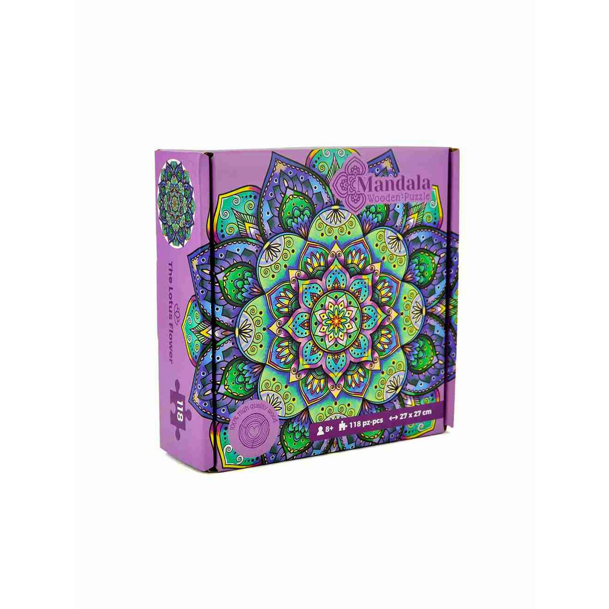 Logica Giochi Mandala Houten Legpuzzel Lotusbloem/Flower of Life, LG822, 27x27cm - Afbeelding 3