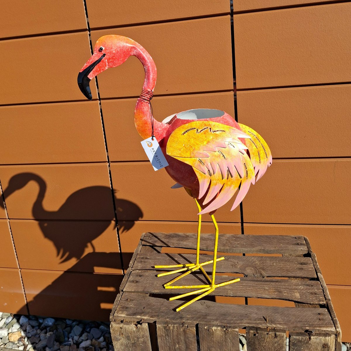 Plantenbak Flamingo, Metaal, Tuindecoratie, Art Bizniz, BW24111, 38x19x49cm