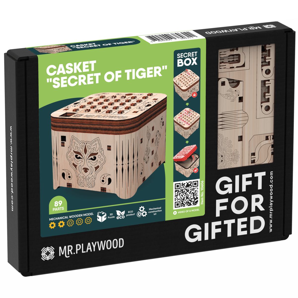 Mr.Playwood 3D Houten Puzzel Secretbox Tiger, 10606, 7,4x7,8x6,2cm - Afbeelding 6