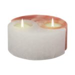 Himalaya Salt Dreams Yin Yang Theelichthouder Himalaya zout rond - 41604 - 5 cm doorsnede - oranje