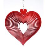Spin Art RVS Hart Windspinner, 060HE103, klein Ø 15 cm, Rood