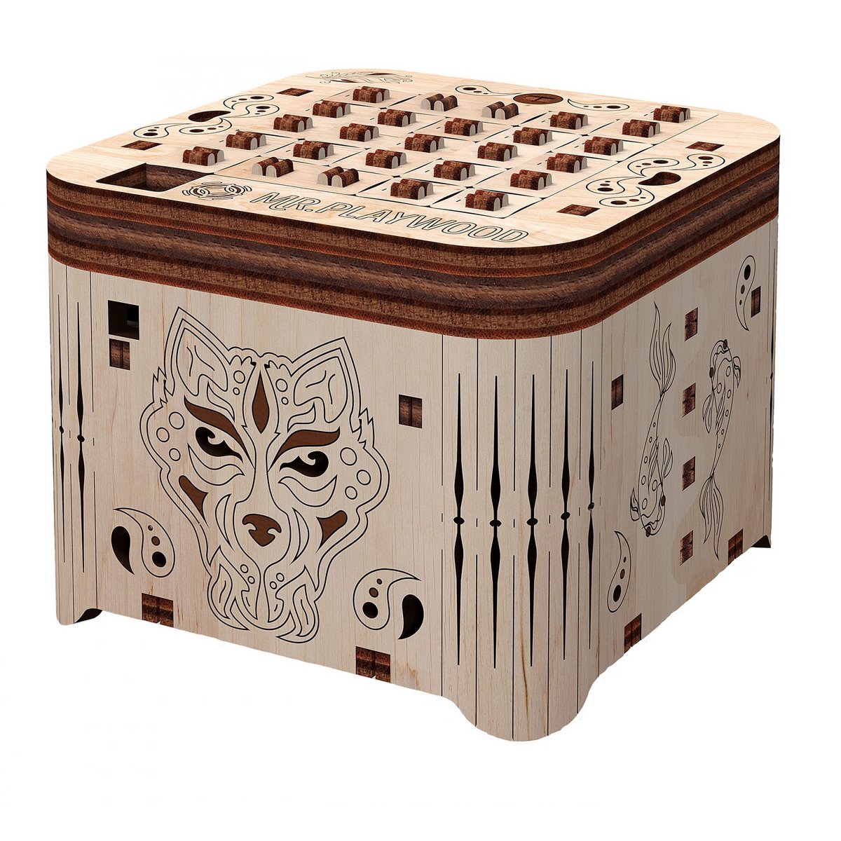 Mr.Playwood 3D Houten Puzzel Secretbox Tiger, 10606, 7,4x7,8x6,2cm