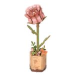 Robotime, DIY Houten Bloem Pink Rose, Roze Roos, TW041, 8,5x6,5x21cm