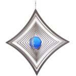 Windspinner, BlinQ Art, Ruit, RVS, 180 x 180 mm, Glaskogel 35 mm