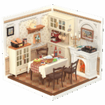 Robotime, DIY Huisje Super Creator Warm Dinning Room, DW015B, 16,3x16,3x15,2cm