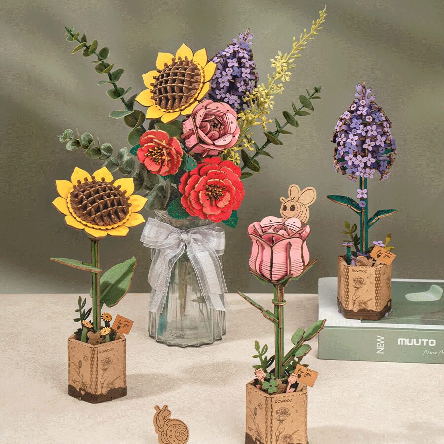 Robotime, DIY Houten Bloem Pink Lily, Roze Lelie, TW071, - Afbeelding 7