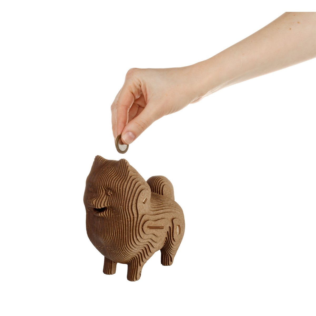 Eco Wood Art (EWA) 3D Houten Bouwset Spaarpot Hondje/Dog, 3786, 15x9,1x15,7cm