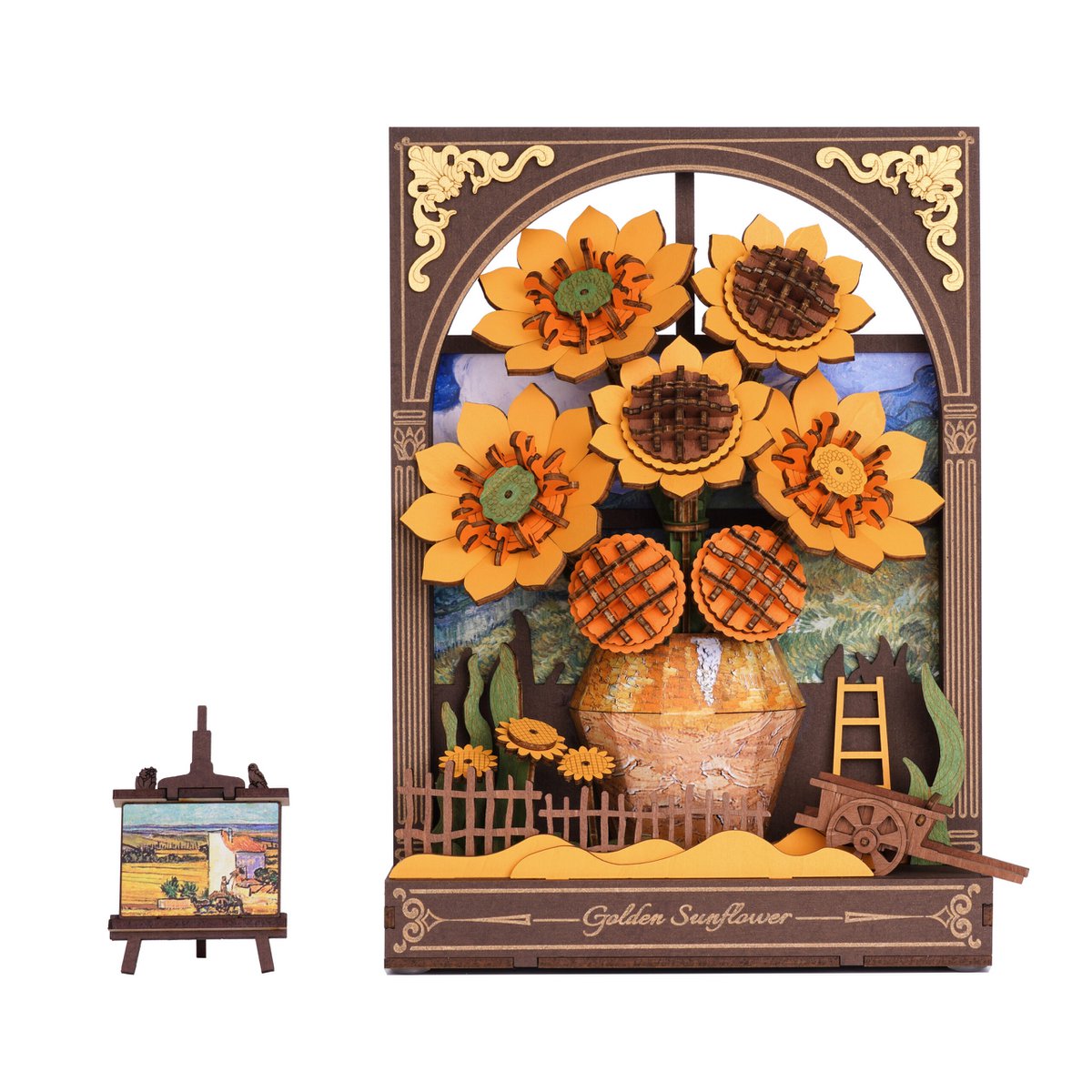 Robotime, 3D Houten Puzzel, Golden Sunflower, TH002, 16,5x8X21,5 cm