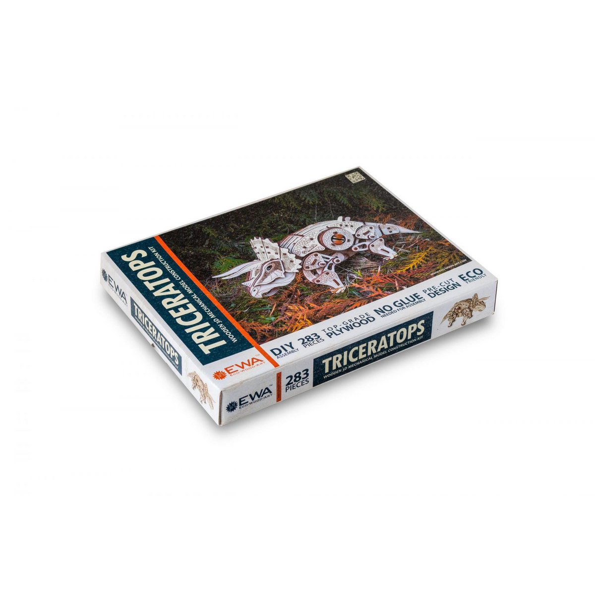 Eco Wood Art (EWA) 3D Mechanische Houten Puzzel Triceratops, 570, 32x16x10,5cm - Afbeelding 3
