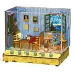 Tonecheer, DIY 3D Houten Puzzel met 6 verschillende geluidseffecten en stofkap Vincent's Bedroom, TQ401, 18x14,5x15,4cm