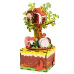 Robotime, Muziekdoos Hout DIY 3D Puzzel Tree House, AM408, 11,6×11,5×19,5 cm